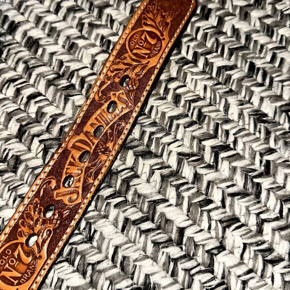 Jack Daniels Mens Size 30 Old No 7 Embossed 1179JD Brown Full Grain Leather Belt - Picture 5 of 10